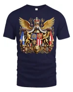 Royal Heraldic Crest Emblem Art Tee Luxury Vintage Graphic TShirt - navy t-shirt on white background