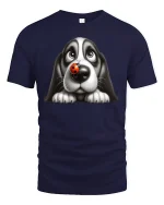 Cute Puppy With Ladybug Nose Tee Adorable Dog Cartoon Graphic TShirt - navy t-shirt on white background