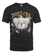 Dont Cry Money Teddy Bear T Shirt With Bold Street Attitude - black t-shirt on white background