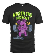 Worth The Weight Funny Gym Bear Graphic T Shirt Workout Humor - black t-shirt on white background