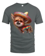 Cute Sombrero Dog Graphic T Shirt With Colorful Fiesta Style - gray t-shirt on white background