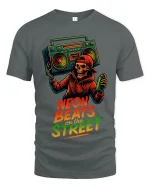Neon Beats On The Street Skeleton Graphic T Shirt Street Art - gray t-shirt on white background