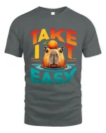 Take It Easy Capybara Relaxed Funny Graphic T Shirt Design - gray t-shirt on white background