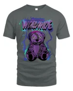 Purple Worrmude Teddy Horror T Shirt With Stitched Creepy Art - gray t-shirt on white background