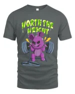 Worth The Weight Funny Gym Bear Graphic T Shirt Workout Humor - gray t-shirt on white background