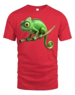 Cute Chameleon Branch Sitting Funny Animal Graphic T Shirt - red t-shirt on white background