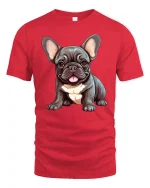 Adorable French Bulldog Puppy Illustration Cute Dog Graphic T Shirt - red t-shirt on white background