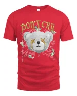 Dont Cry Money Teddy Bear T Shirt With Bold Street Attitude - red t-shirt on white background