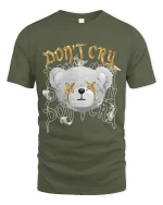 Dont Cry Money Teddy Bear T Shirt With Bold Street Attitude - military green t-shirt on white background