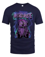 Purple Worrmude Teddy Horror T Shirt With Stitched Creepy Art - navy t-shirt on white background