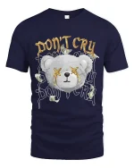 Dont Cry Money Teddy Bear T Shirt With Bold Street Attitude - navy t-shirt on white background