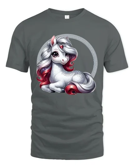 Cute Unicorn Fantasy Graphic Tee Magical Sparkle Art T Shirt - gray t-shirt on white background