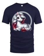 Cute Unicorn Fantasy Graphic Tee Magical Sparkle Art T Shirt - navy t-shirt on white background
