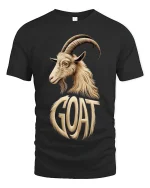 GOAT Greatest Of All Time Bold Goat Illustration Graphic T Shirt - black t-shirt on white background