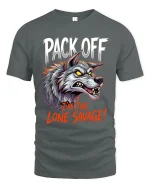 Pack Off Lone Savage Wolf Graphic T Shirt Fierce Alpha Style - gray t-shirt on white background