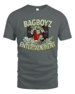 BagBoyz Entertainment Money And Music Street Graphic T Shirt - gray t-shirt on white background