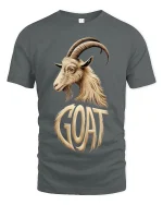 GOAT Greatest Of All Time Bold Goat Illustration Graphic T Shirt - gray t-shirt on white background