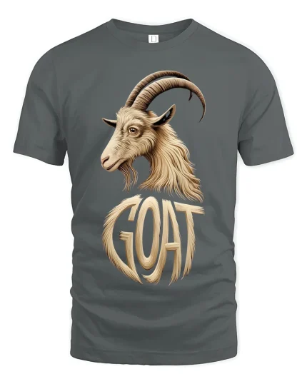 GOAT Greatest Of All Time Bold Goat Illustration Graphic T Shirt - gray t-shirt on white background