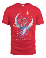 Life Is Like A Coffee Moon And Whale Dream Graphic T Shirt - red t-shirt on white background