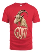 GOAT Greatest Of All Time Bold Goat Illustration Graphic T Shirt - red t-shirt on white background