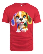 Cute Puppy Big Eyes Smiling Dog Illustration Graphic T Shirt - red t-shirt on white background