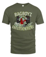 BagBoyz Entertainment Money And Music Street Graphic T Shirt - military green t-shirt on white background