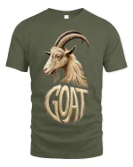 GOAT Greatest Of All Time Bold Goat Illustration Graphic T Shirt - military green t-shirt on white background