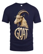 GOAT Greatest Of All Time Bold Goat Illustration Graphic T Shirt - navy t-shirt on white background