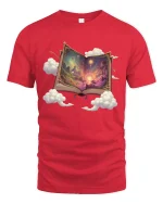 Magical Fantasy Book Graphic Tee Dreamy Story Art - red t-shirt on white background