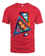 Abstract Smoking Girl Graphic Tee Bold Geometric Pop Art - red t-shirt on white background