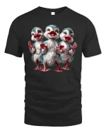 Funny Singing Duck Trio Cartoon Illustration Cute Graphic Tee - black t-shirt on white background