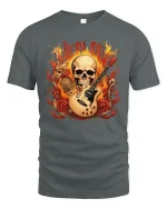 Be Loud Flaming Skull Guitar Heavy Rock Music Graphic Tee - gray t-shirt on white background