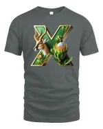 Nature Letter X Antelope Botanical Artistic Illustration Tee - gray t-shirt on white background