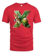 Nature Letter X Antelope Botanical Artistic Illustration Tee - red t-shirt on white background