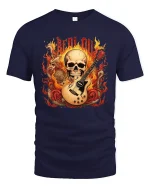 Be Loud Flaming Skull Guitar Heavy Rock Music Graphic Tee - navy t-shirt on white background