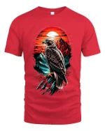 Majestic Eagle Sunset Graphic Tee With Powerful Nature Art - red t-shirt on white background