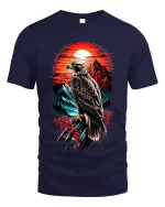 Majestic Eagle Sunset Graphic Tee With Powerful Nature Art - navy t-shirt on white background