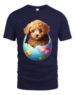 Cute Puppy In Easter Egg Graphic Tee With Adorable Art - navy t-shirt on white background