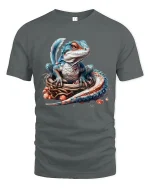 Cute Baby Dragon Fantasy Graphic Tee With Magical Creature Art - gray t-shirt on white background