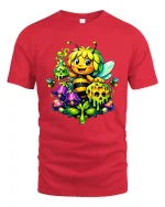 Cute Magic Bee With Honey And Potion Fantasy Illustration Tee - red t-shirt on white background