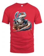 Cute Baby Dragon Fantasy Graphic Tee With Magical Creature Art - red t-shirt on white background