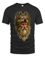 Mystic Wolf King Elder Warrior Art Graphic Tshirt Ancient Power - black t-shirt on white background