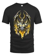 Infernal Demon Lord Fire Wing Dark Fantasy Graphic Tshirt Power - black t-shirt on white background