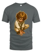 Creepy Vintage Clown Child Art Graphic Tshirt Dark Humor - gray t-shirt on white background