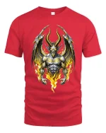 Infernal Demon Lord Fire Wing Dark Fantasy Graphic Tshirt Power - red t-shirt on white background