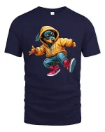 Cool Dancing Dachshund Street Style Graphic Tshirt Fun Vibes - navy t-shirt on white background