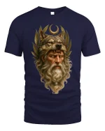 Mystic Wolf King Elder Warrior Art Graphic Tshirt Ancient Power - navy t-shirt on white background