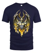 Infernal Demon Lord Fire Wing Dark Fantasy Graphic Tshirt Power - navy t-shirt on white background