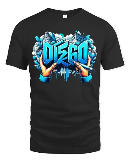 Disco Graffiti Street Art T Shirt With Urban Creative Energy - black t-shirt on white background