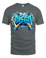 Disco Graffiti Street Art T Shirt With Urban Creative Energy - gray t-shirt on white background
